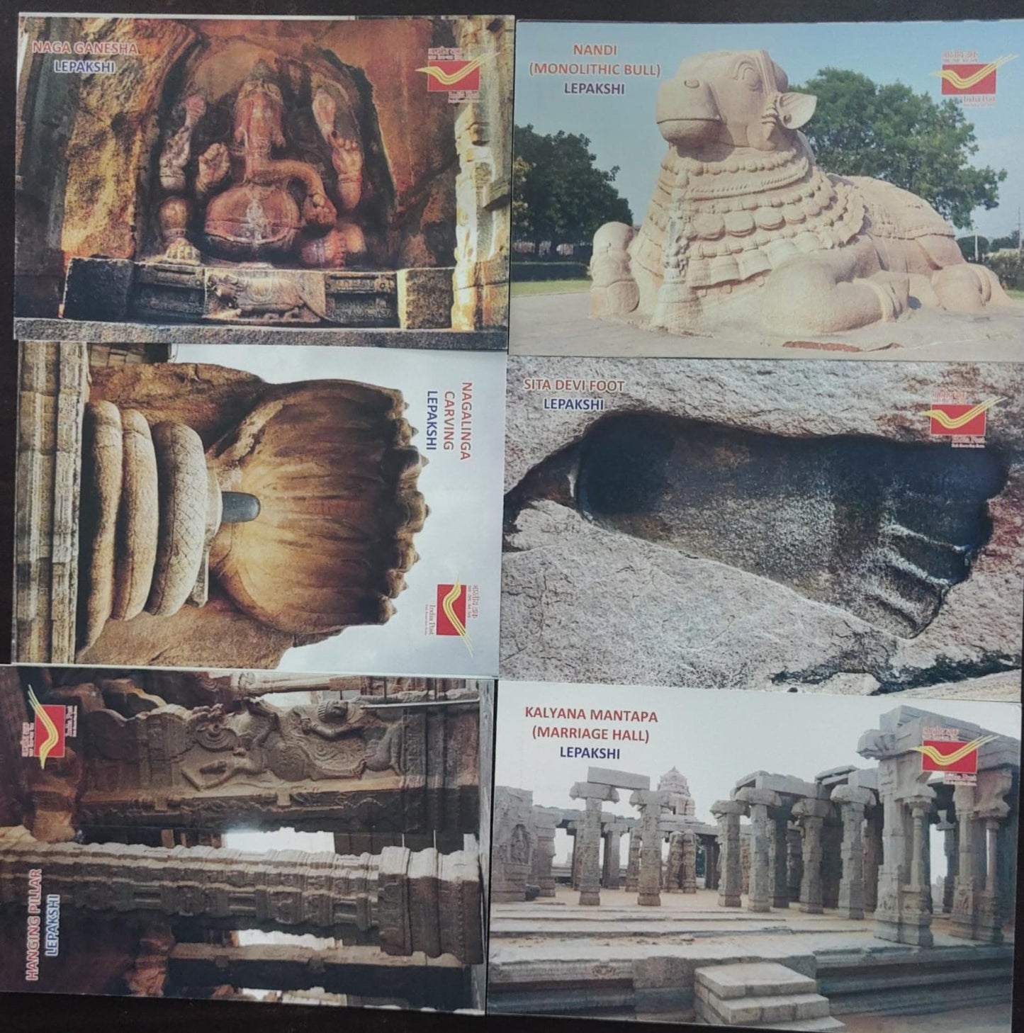 6 Picture Post cards from Lepakshi- Historical place related to Ramayana