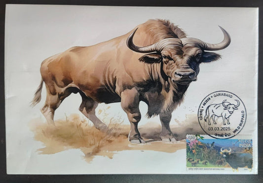 Inauguration day Permanent Pictorial cancellation wild Buffalo issued from Gariaband (CG) on private cover