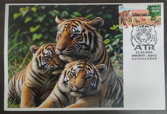 Inauguration day Permanent Pictorial cancellation Tiger  issued from Achanakmar (CG) on private cover