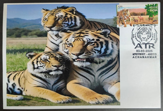 Inauguration day Permanent Pictorial cancellation Tiger  issued from Achanakmar (CG) on private cover