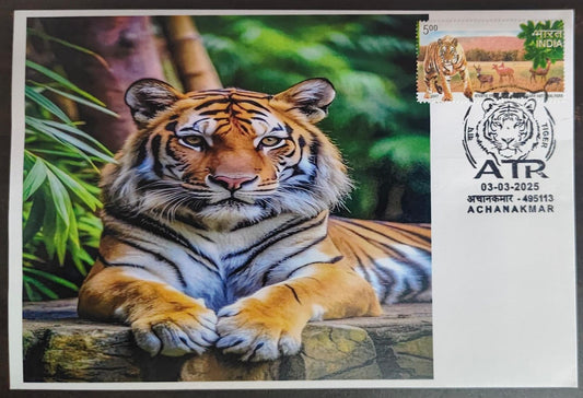 Inauguration day Permanent Pictorial cancellation Tiger  issued from Achanakmar (CG) on private cover