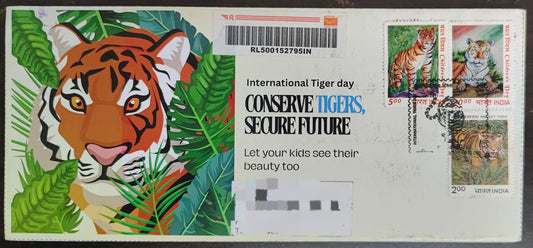 Tiger day 🐅 Special cancellation- 29.7.24. On private cover designed by bharatexotics,  Travelled and cancelled from Calicut.