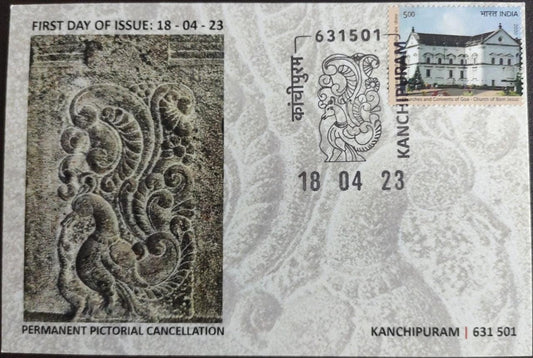 India- Kancheepuram PPC  Inagural day cancellation post card. Date -18.04.2023
