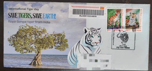 Tiger day 🐅 Special cancellation- 29.7.24. On private cover designed by bharatexotics,  Travelled and cancelled from Thrissur