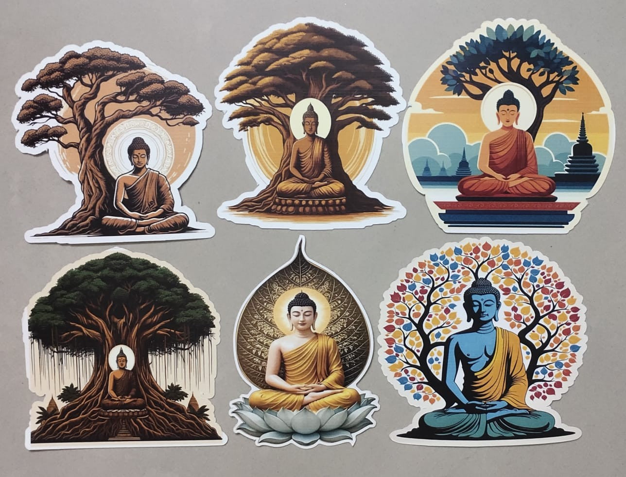 Set of 6 beautiful Pvt Picture Post Card Die Cut  Special Cancellation Buddha Purnima with relevant stamps on Buddha