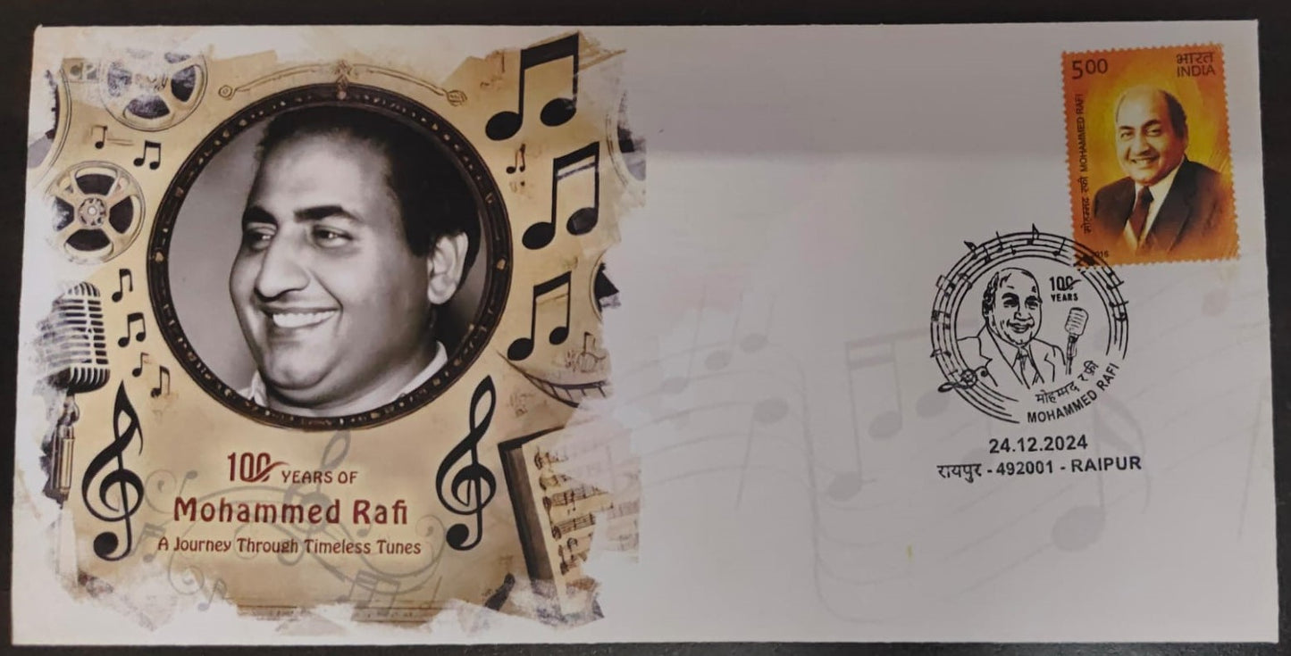 Md.Rafi- the legendary singer of yesteryears- need no intro.   100th birth anniversary special cancellation from Raipur