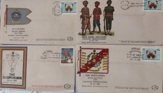 Four ARMY POSTAL COVERS   1981