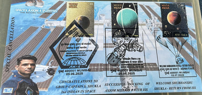 Group Captain Subhanshu Shukla,s journey to space-A unique combo cover with three different cancellations.