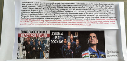 Return of India's 2nd man in space--Group Captain Subhanshu Shukla--special cancellation from MH on private cover