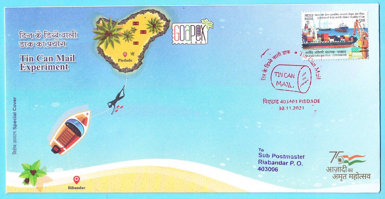 TIN CAN MAIL EXPERIMENT - SPECIAL COVER - GOA - MANDOVI RIVER