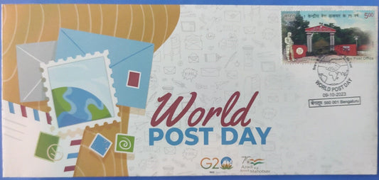 World Post day special cancellation issued on 09-10-23 from Bengaluru-on private cover with appropriate stamp of Post Office.