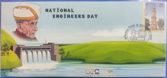 National Engineers Day special cancellation issued on 15-09-2023 from Bengaluru -on private cover