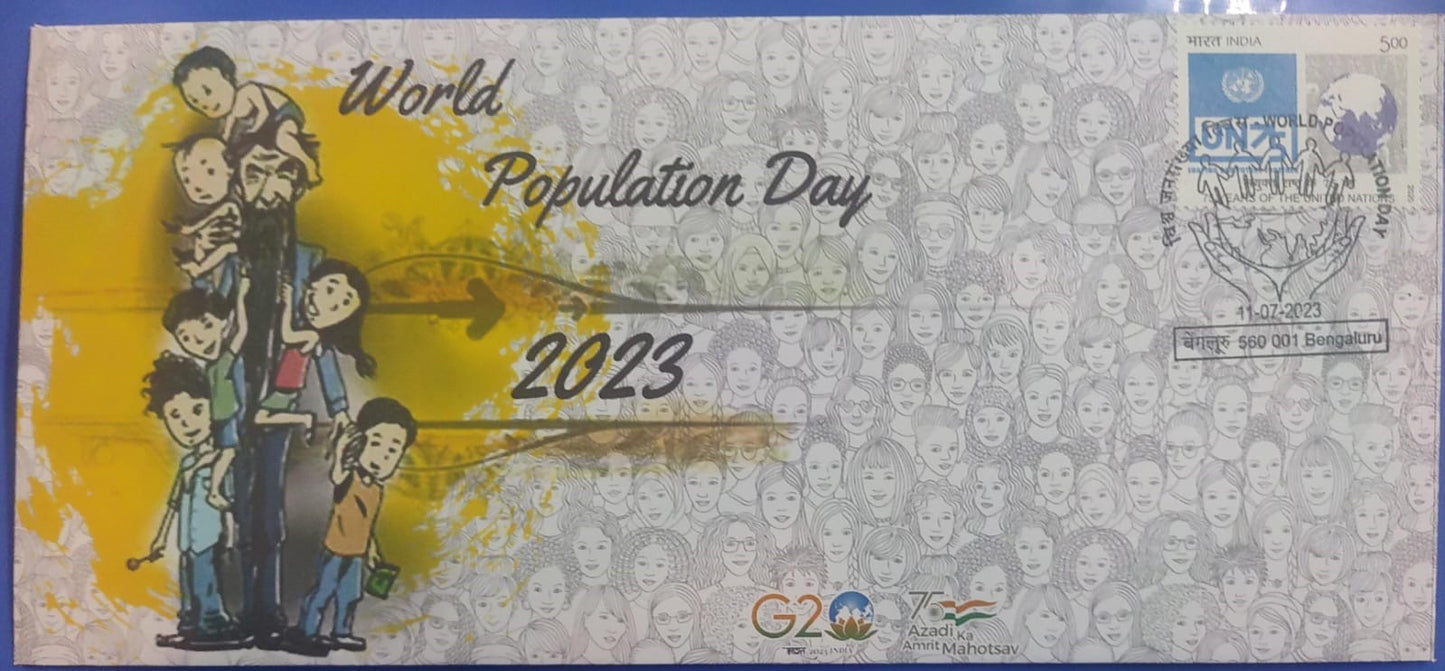 World Population Day 2023  special cancellation issued on 11-07-2023 from Bengaluru -on private cover