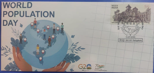 World Population Day special cancellation issued on 11-07-2023 from Bengaluru -on private cover