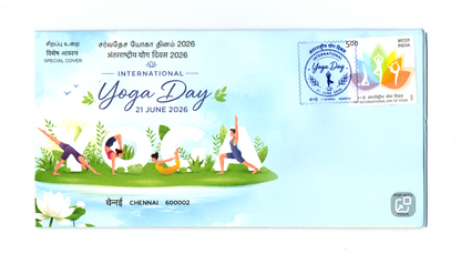 India's first Pop-Up special cover issued by India Post on 21-6-2026  With International Yoga Day stamp.