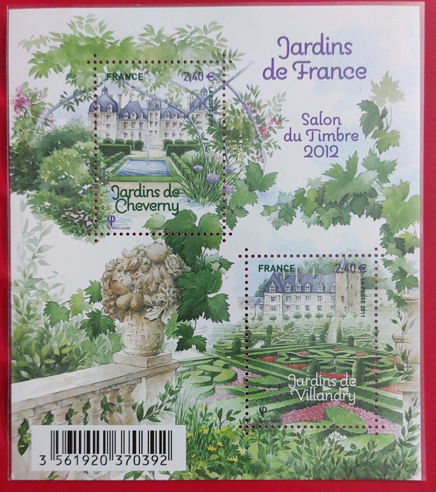 France high FV two stamps in MS   Castle and gardens