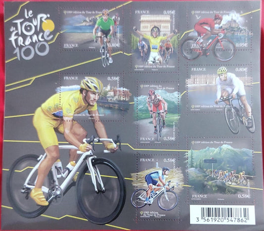 8 stamps on Cycling   International cycle 🚲 day   Francs MS   FV Euro 5.82