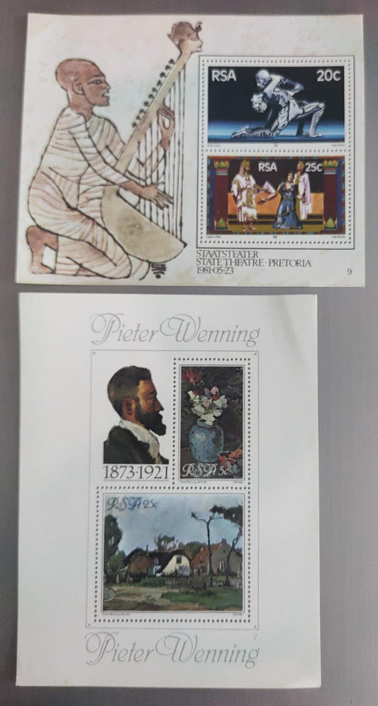 Two diff MS from Republic of South Africa   Paintings and musical instruments theme