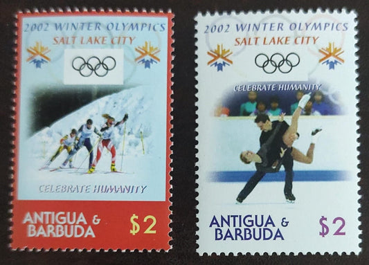 Antigua and barbuda 2 stamps on 2002 winter Olympics