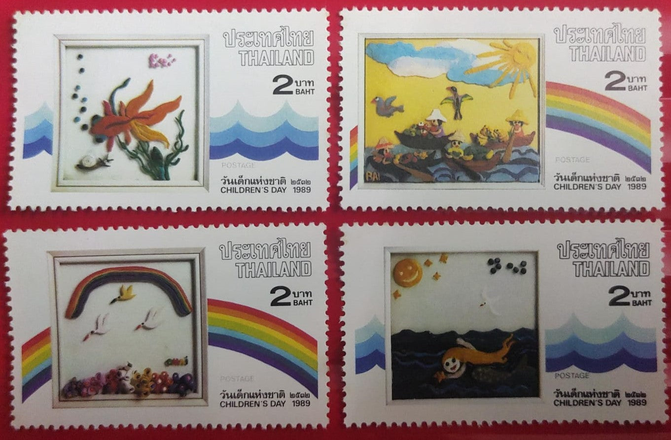 Thailand 1989--4 diff stamps n children's day
