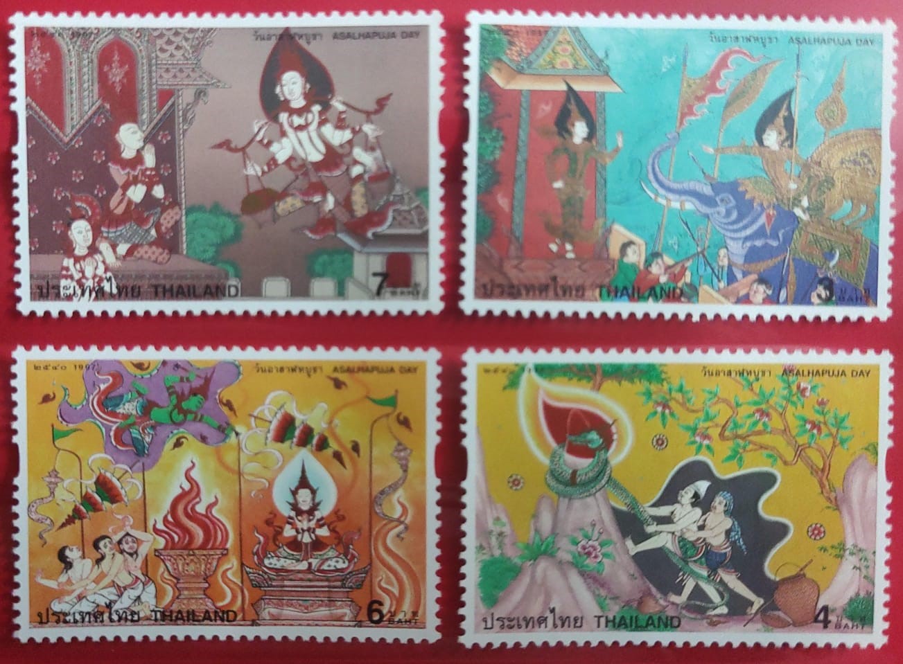 Thailand 1997-- 4 stamps on Puja rituals