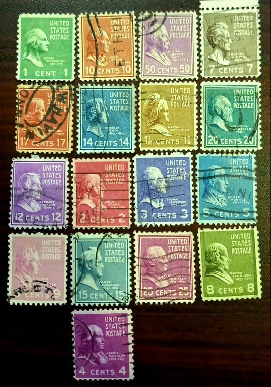 USA PRESIDENT SERIES SET OF 17 FINE USED CLASSIC STAMPS