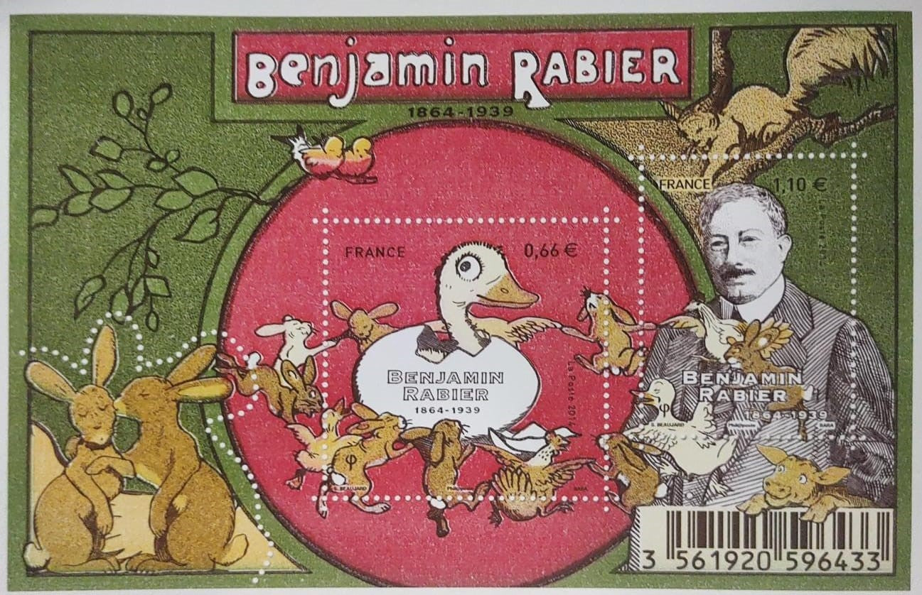France beautiful ms on Benjamin Rabier. The ms has unusual perforation ...