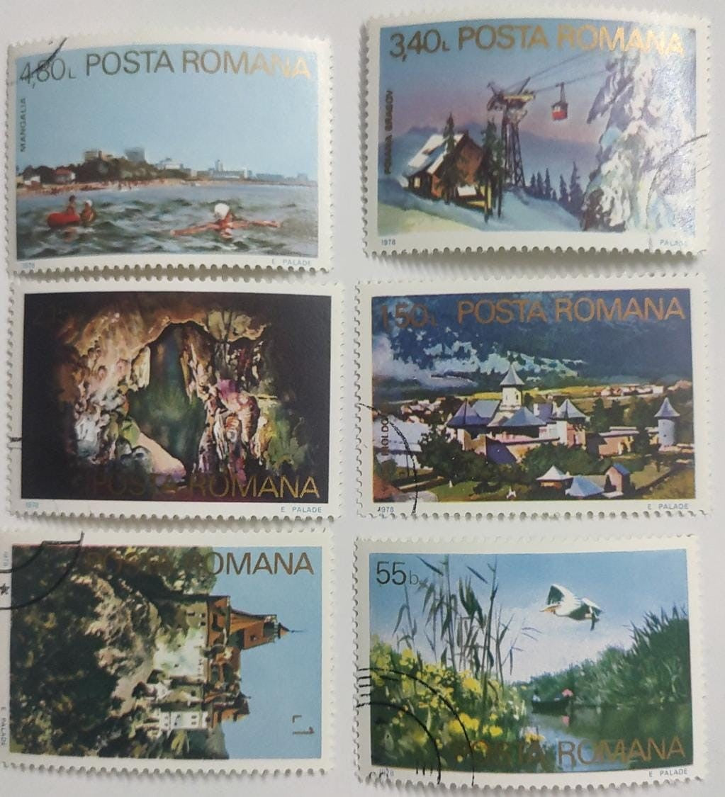 1978- Romania 6 different cancelled stamps on tourism