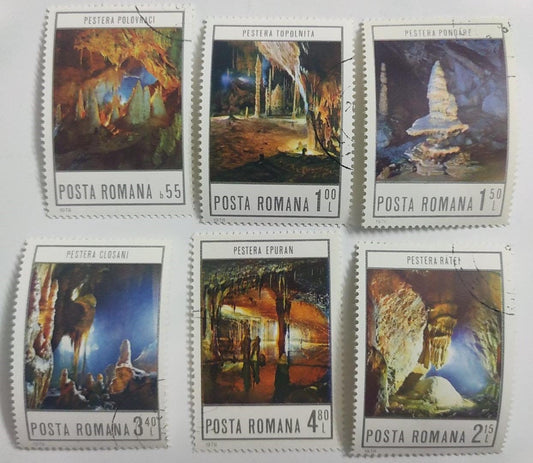 Romania 1978 six cancelled stamps on Caves