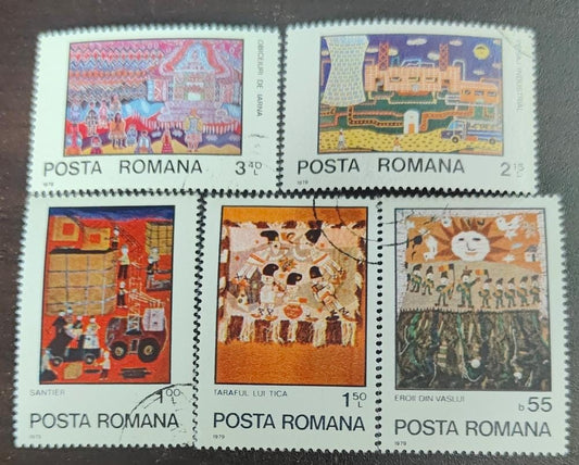 Romania 5 cancelled stamps on various themes