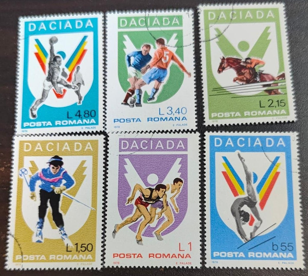 Romania 6 beautiful cancelled stamps on different stamps