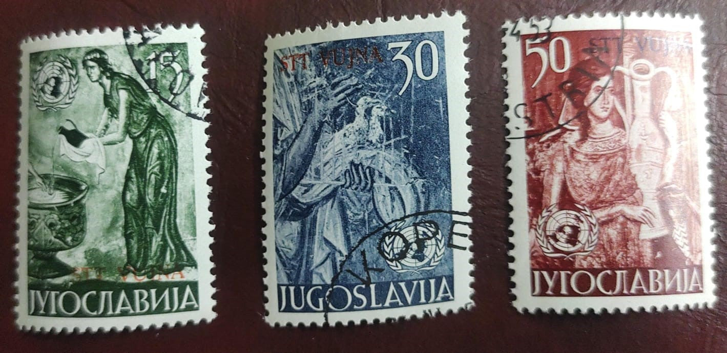 Yugoslavia 1953 Set of 3 cancelled stamps.