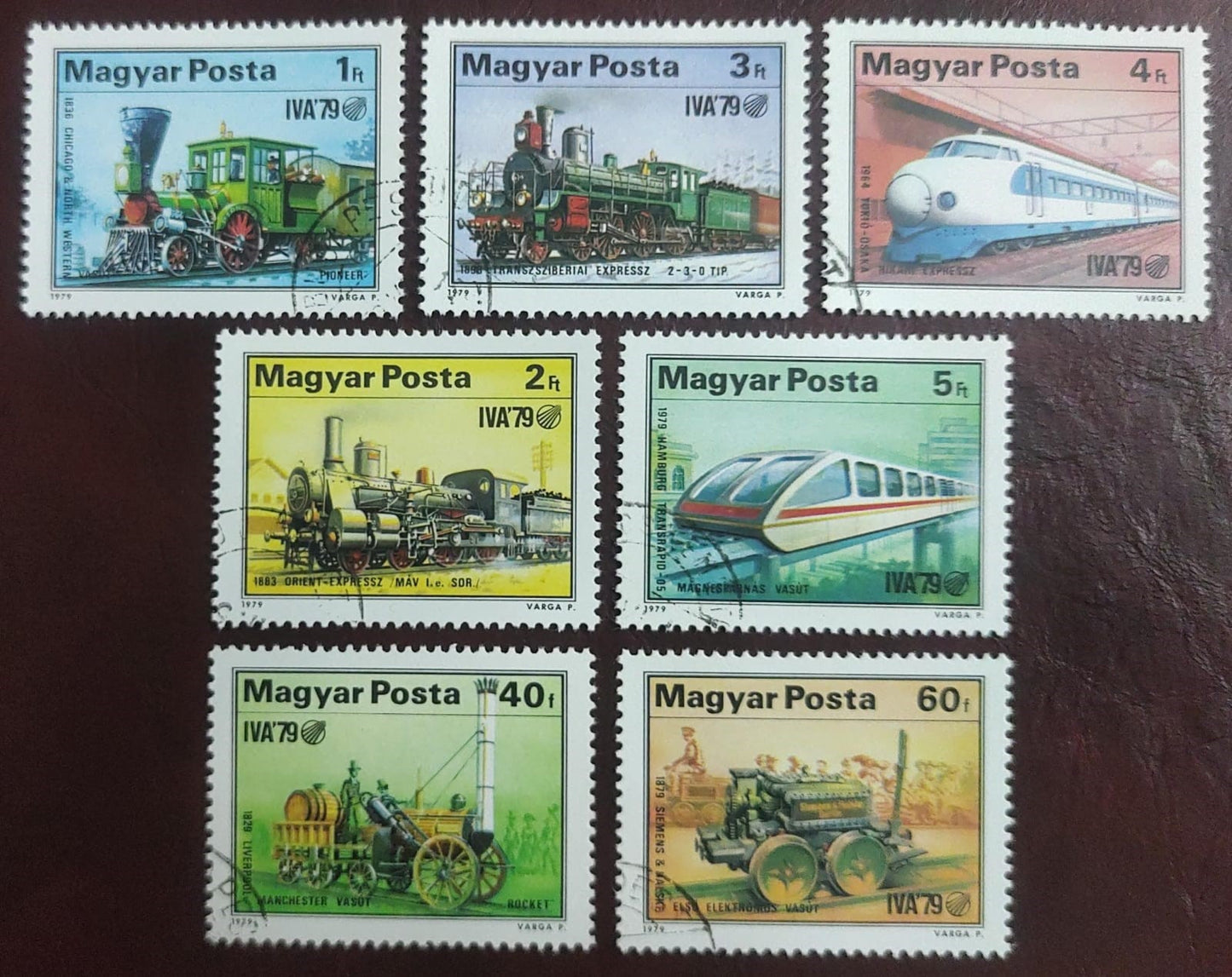 Hungary 7 beautiful stamps on Railway engines. 🚂