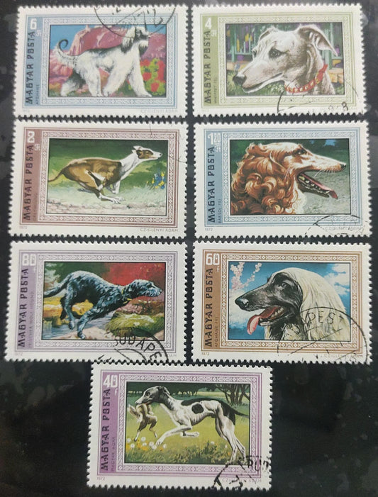 Hungary 1972 -7 cancelled stamps on pet dogs 🐶🐕