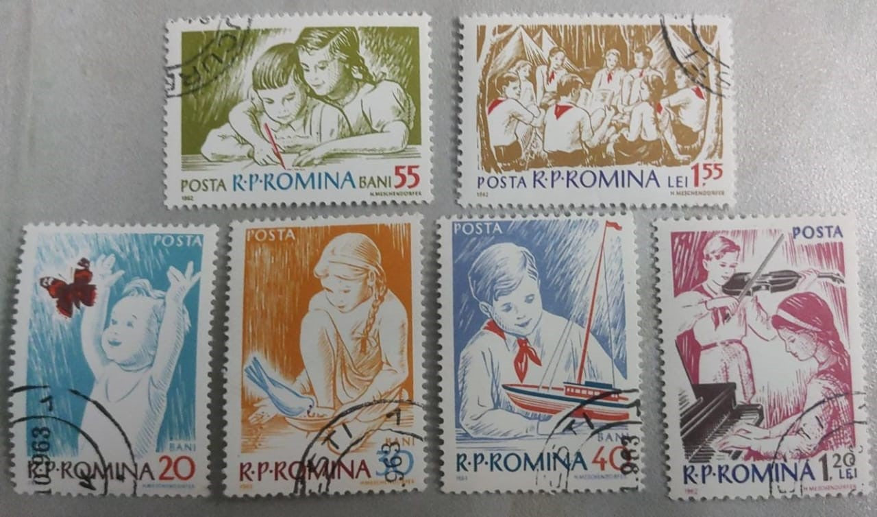 1962 Romania set of 6 stamps on children and their activities