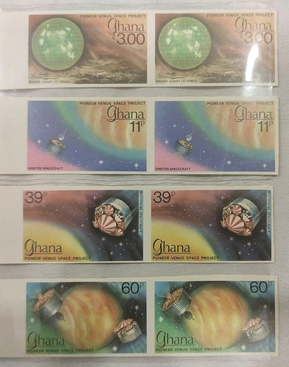 Ghana 8 IMPERF stamps on space theme. (4 pairs)