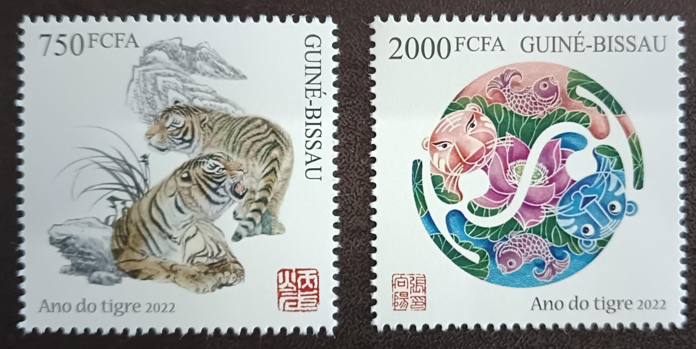 Guine Bissau pair of stamps on year of tiger 🐅 🐯