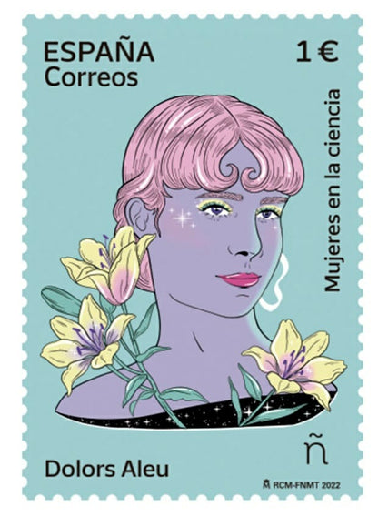 Spain first woman to get licence in medicine -stamp rubberized.