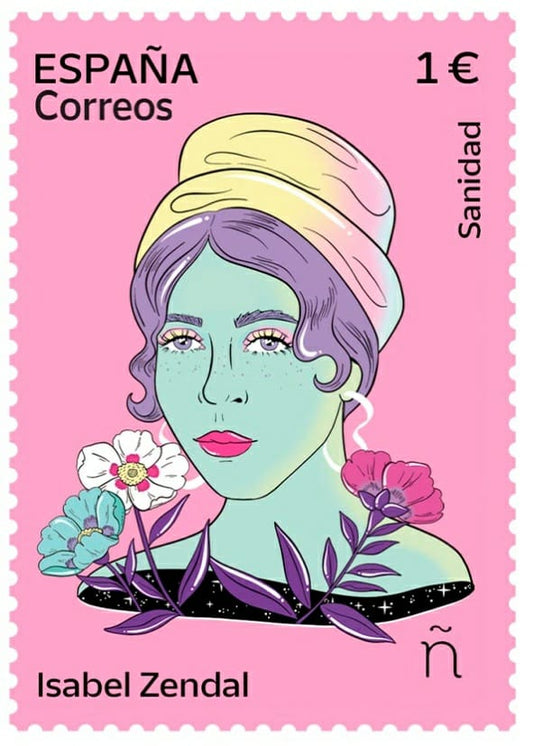 Spain first nurse stamp unusual rubberized and coated.