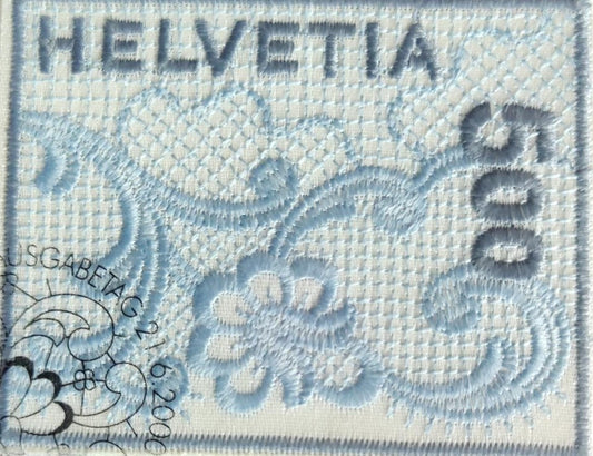 Swiss- World's first embroidery stamp -MNH