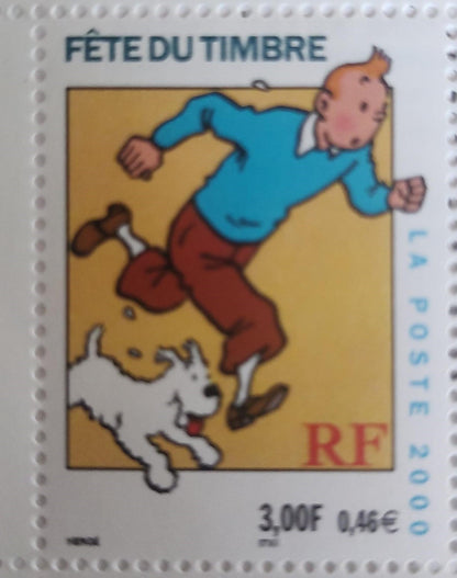 France 2000 single stamp on Tintin- with one donation figure.