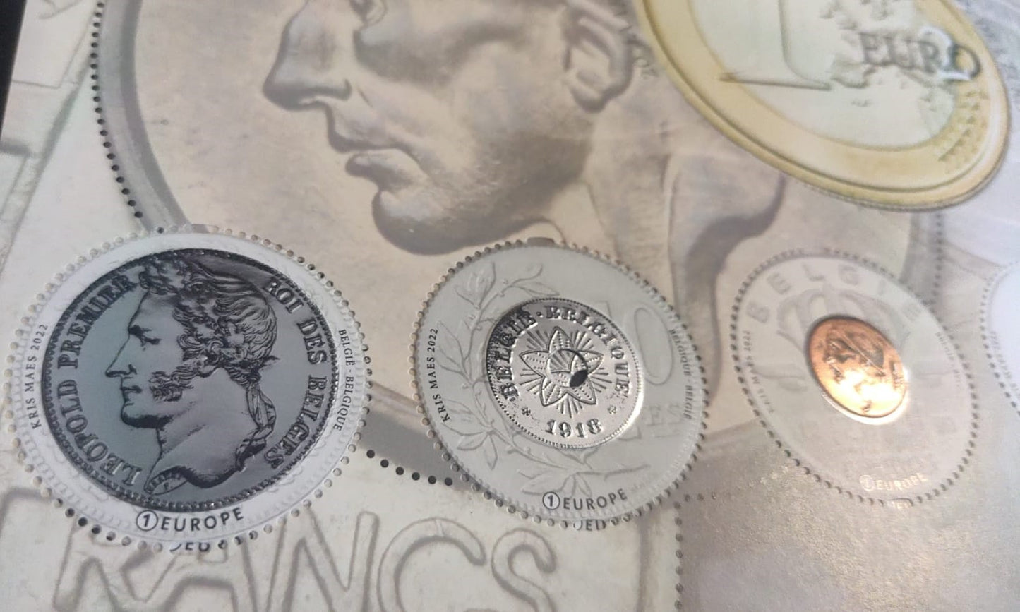 Belgium ms with 5 round high embossed silver and bronze foiling
