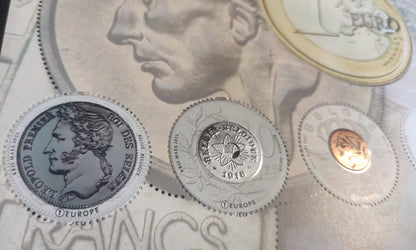 Belgium ms with 5 round high embossed silver and bronze foiling