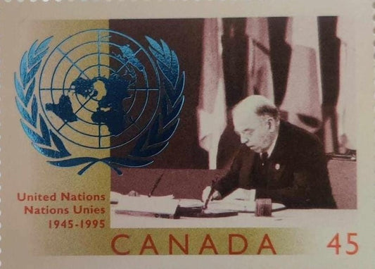 Canada blue foil on UN logo.