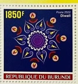 4 stamps  on Shri Ram and Diwali, issued from Burundi.