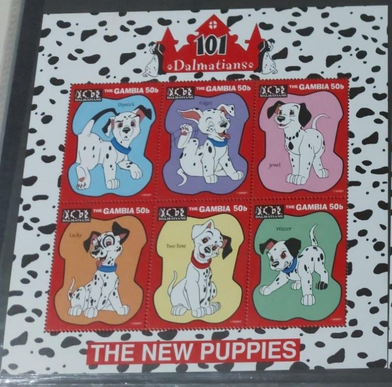 Gambia.  The new puppies 6v stamps sheetlet