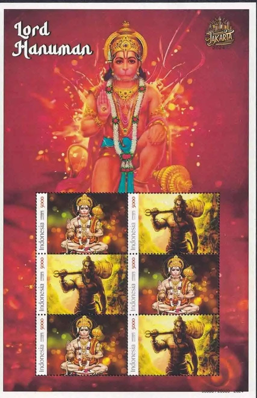 2024 Indonesia Hinduism  God Hanuman Stamps Sheetlet