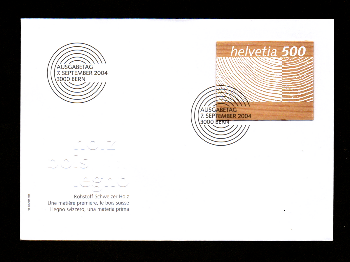 Switzerland-World's first wooden stamp from Switzerland-First day Cover