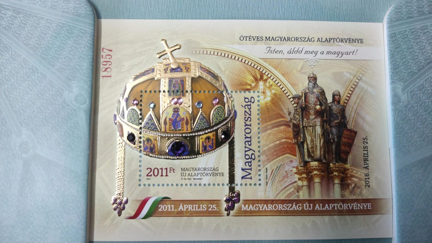 Hungary beautiful MS with real 9 precious stones affixed on the MS.