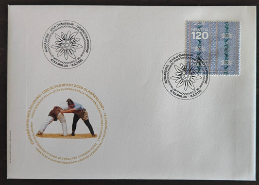 Swiss beautiful stamp printed on cloth/flock material-FDC